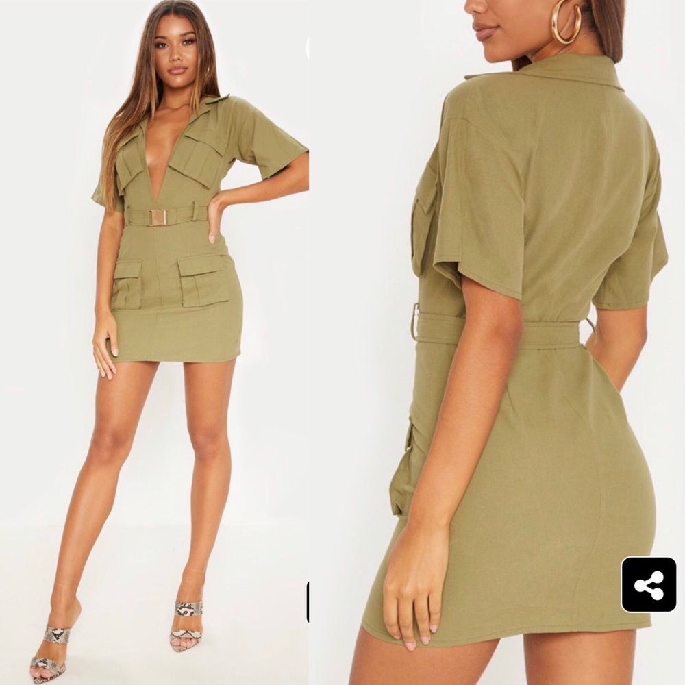 Khaki Cargo Utility Dress